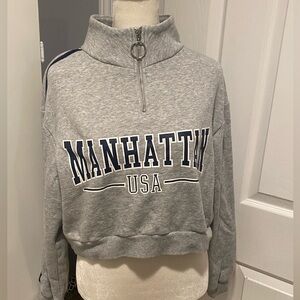 H&M manhattan Quarter zip cropped fleece sweater